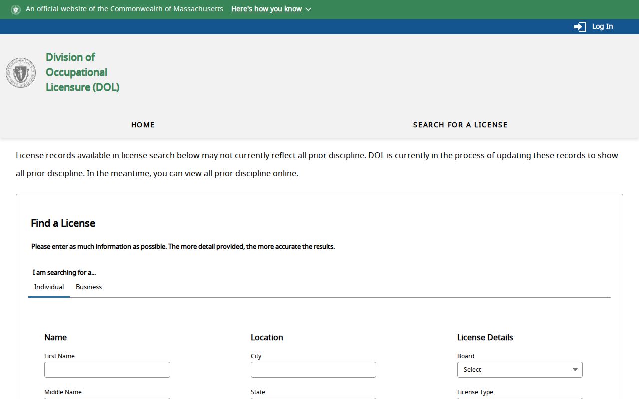 Braintree residents directory Massachusetts eLIPSE license lookup tabs