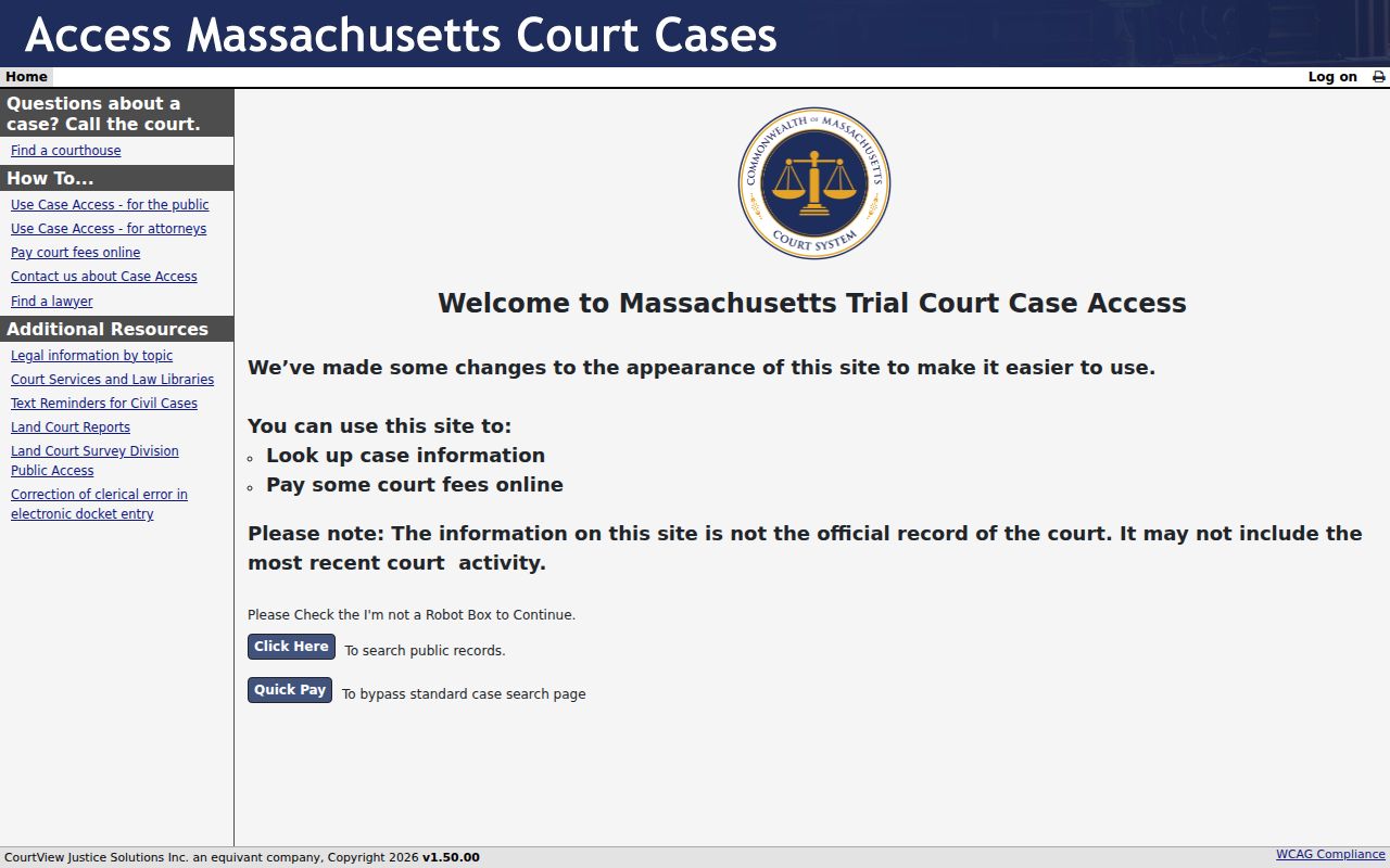 Braintree resident lookup MassCourts docket search interface