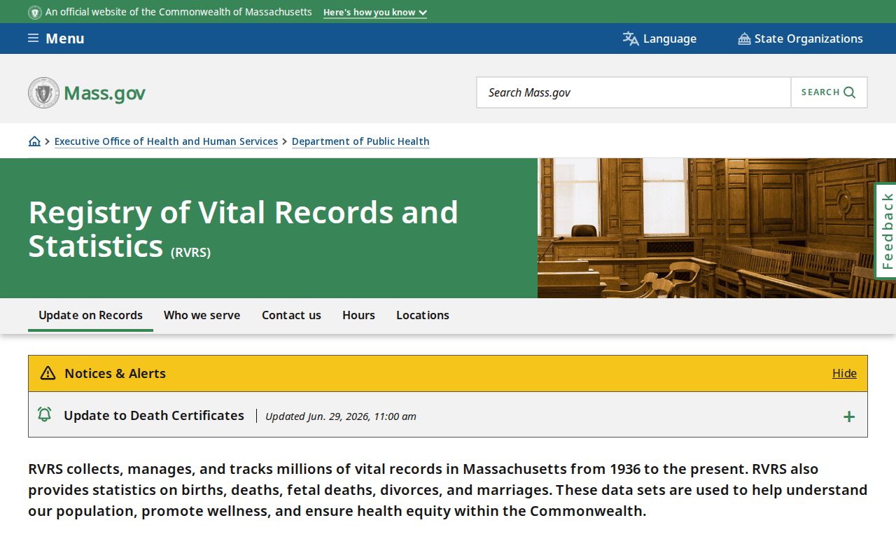 Braintree resident lookup Massachusetts vital records office page