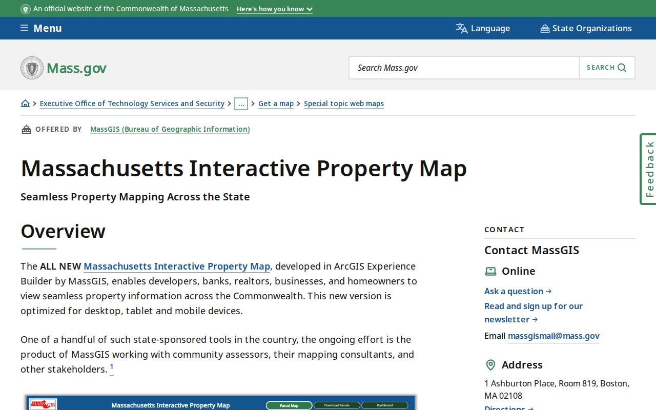 Braintree ZIP code directory MassGIS interactive property map for parcel orientation